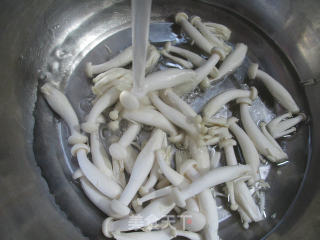 双椒炒白玉菇的做法步骤：2