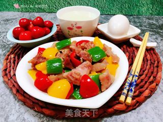 彩椒炒牛肚头的做法步骤：11