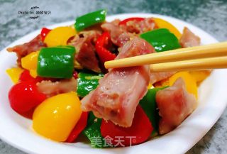 彩椒炒牛肚头的做法步骤：14