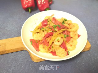 红椒炒虾仁的做法步骤：8