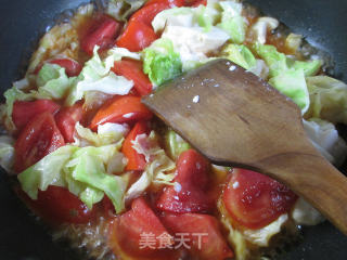 番茄包心菜煮豆腐的做法步骤：6