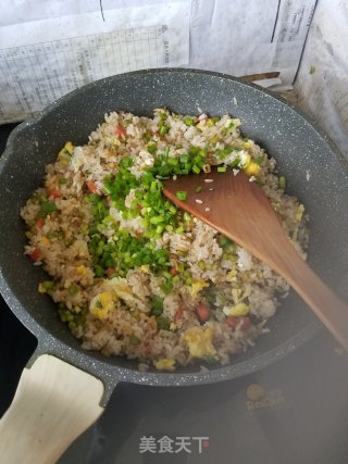 葱香蛤蜊肉蒜苔炒米的做法步骤：7