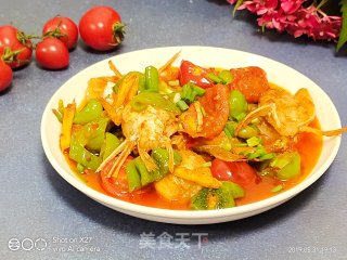 青椒焖巴沙鱼鳍的做法步骤：7
