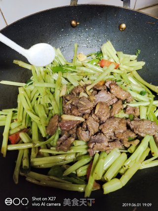 牛肉炒空心菜梗的做法步骤：7