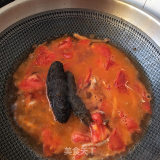 海参肉丝西红柿鸡蛋面的做法步骤：9