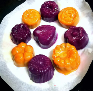 红薯紫薯红豆糕的做法步骤：9