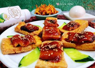 香煎鳗鱼豆腐#酸甜美食#的做法步骤：13