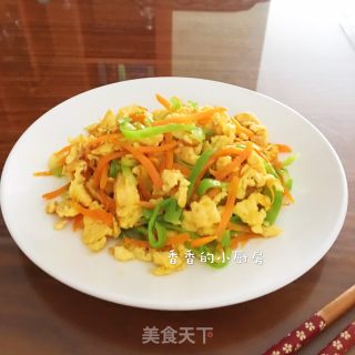 胡萝卜青椒炒鸡蛋的做法步骤：7