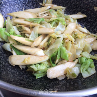 蚝油茭白包菜的做法步骤：8