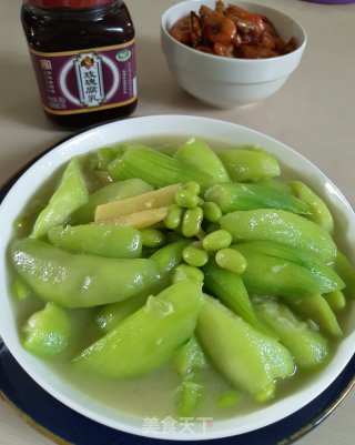 丝瓜烧毛豆的做法步骤：6
