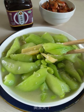 丝瓜烧毛豆的做法步骤：7