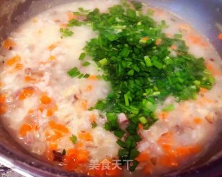 #快手餐#猪头肉韭菜胡萝卜粥的做法步骤：9