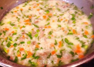 #快手餐#猪头肉韭菜胡萝卜粥的做法步骤：10