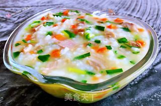 #快手餐#猪头肉韭菜胡萝卜粥的做法步骤：11