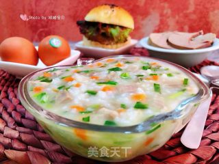 #快手餐#猪头肉韭菜胡萝卜粥的做法步骤：13
