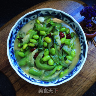 毛豆烧丝瓜的做法步骤：10