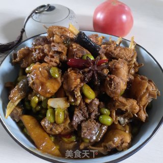 仔鸡烧毛豆的做法步骤：9