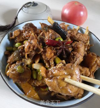 仔鸡烧毛豆的做法步骤：10