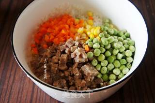牛肉肠杂蔬饭的做法步骤：4