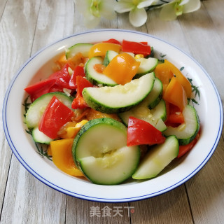 虾米彩椒炒西葫芦瓜的做法步骤：10