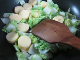 樱玉豆腐炒五号菜的做法步骤：6