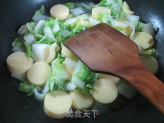 樱玉豆腐炒五号菜的做法步骤：9