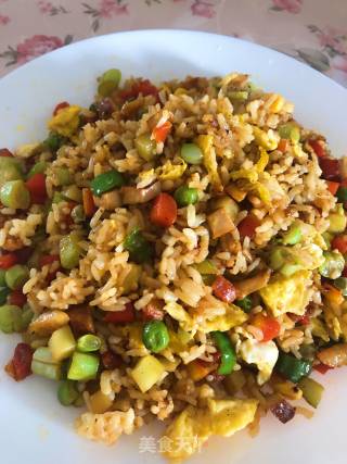 五彩丁丁炒饭的做法步骤：10