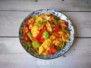 西红柿青椒炒鸡蛋的做法步骤：11