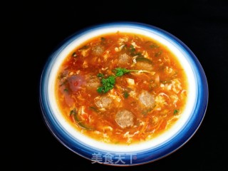 “ 肉食、荤菜 ”酸辣丸子汤的做法步骤：1