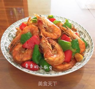 鲜虾炒青椒的做法步骤：8