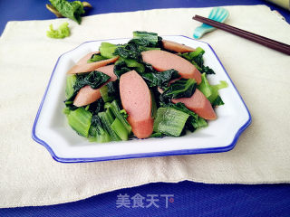 牛肉肠炒小白菜的做法步骤：8