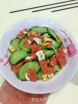 鸡蛋火腿炒青瓜的做法步骤：8
