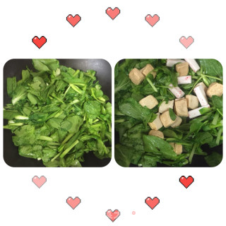 蟹棒鱼豆腐炒菜秧的做法步骤：2