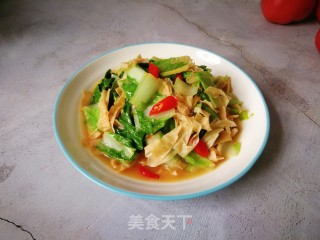 小白菜炒人造肉的做法步骤：10