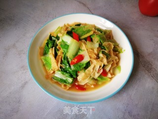 小白菜炒人造肉的做法步骤：11