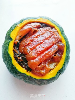 南瓜扣肉盅的做法步骤：11