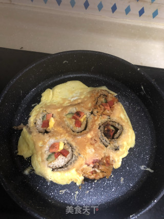 嫩蛋包香煎饭团的做法步骤：4