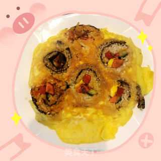 嫩蛋包香煎饭团的做法步骤：5