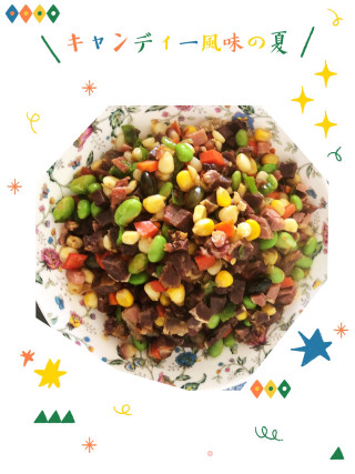 腊肉丁炒三色豆的做法步骤：7