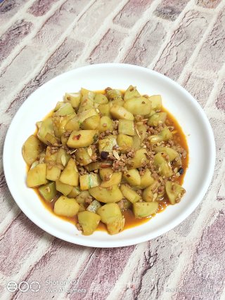肉末炒老黄瓜丁的做法步骤：7