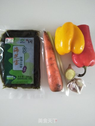 彩椒拌海带的做法步骤：1