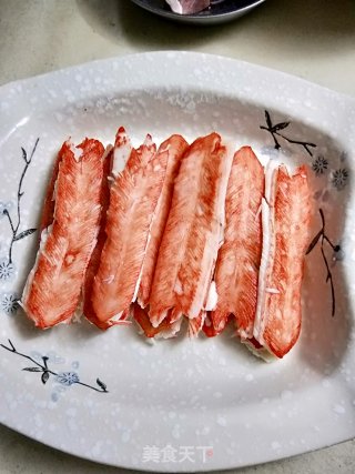 蒜蓉蒸蟹柳的做法步骤：1