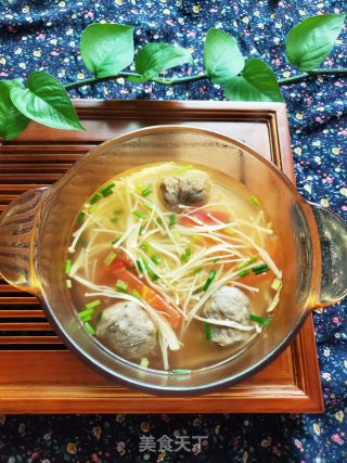 牛肉丸金针菇汤的做法步骤：5
