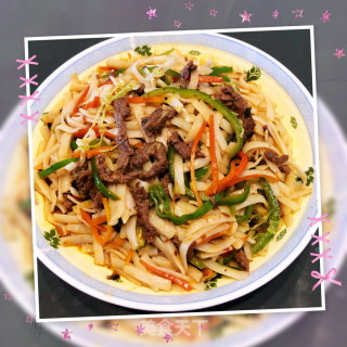三色蔬菜炒牛河的做法步骤：7