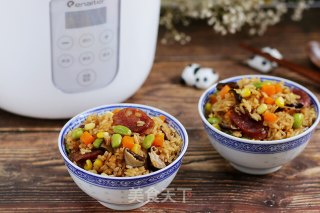 腊肠时蔬焖饭的做法步骤：8