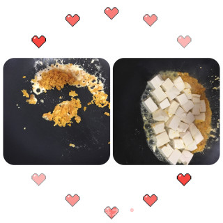 鸭蛋黄烧豆腐的做法步骤：3