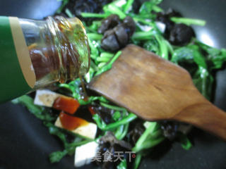 黑木耳老豆腐炒鸡毛菜的做法步骤：6
