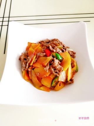木瓜炒牛肉的做法步骤：17