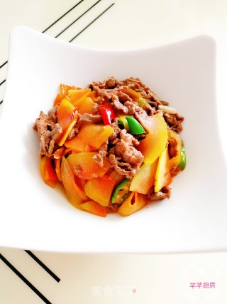木瓜炒牛肉的做法步骤：18