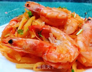 海虾炒土豆丝的做法步骤：15